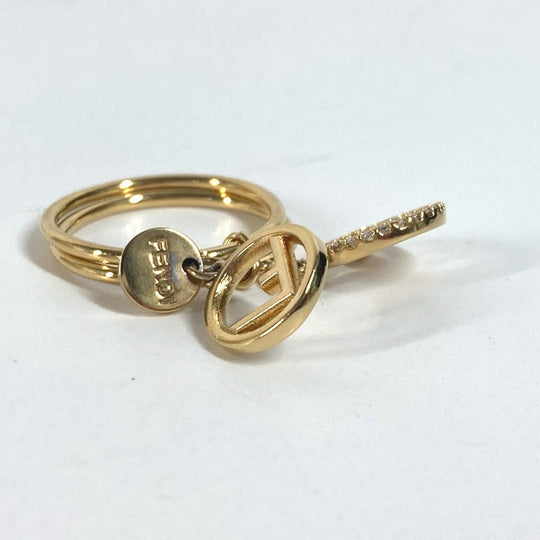 FENDI Ring metal gold F is rhinestone logo S