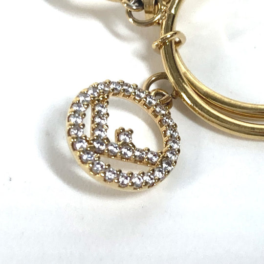 FENDI Ring metal gold F is rhinestone logo S