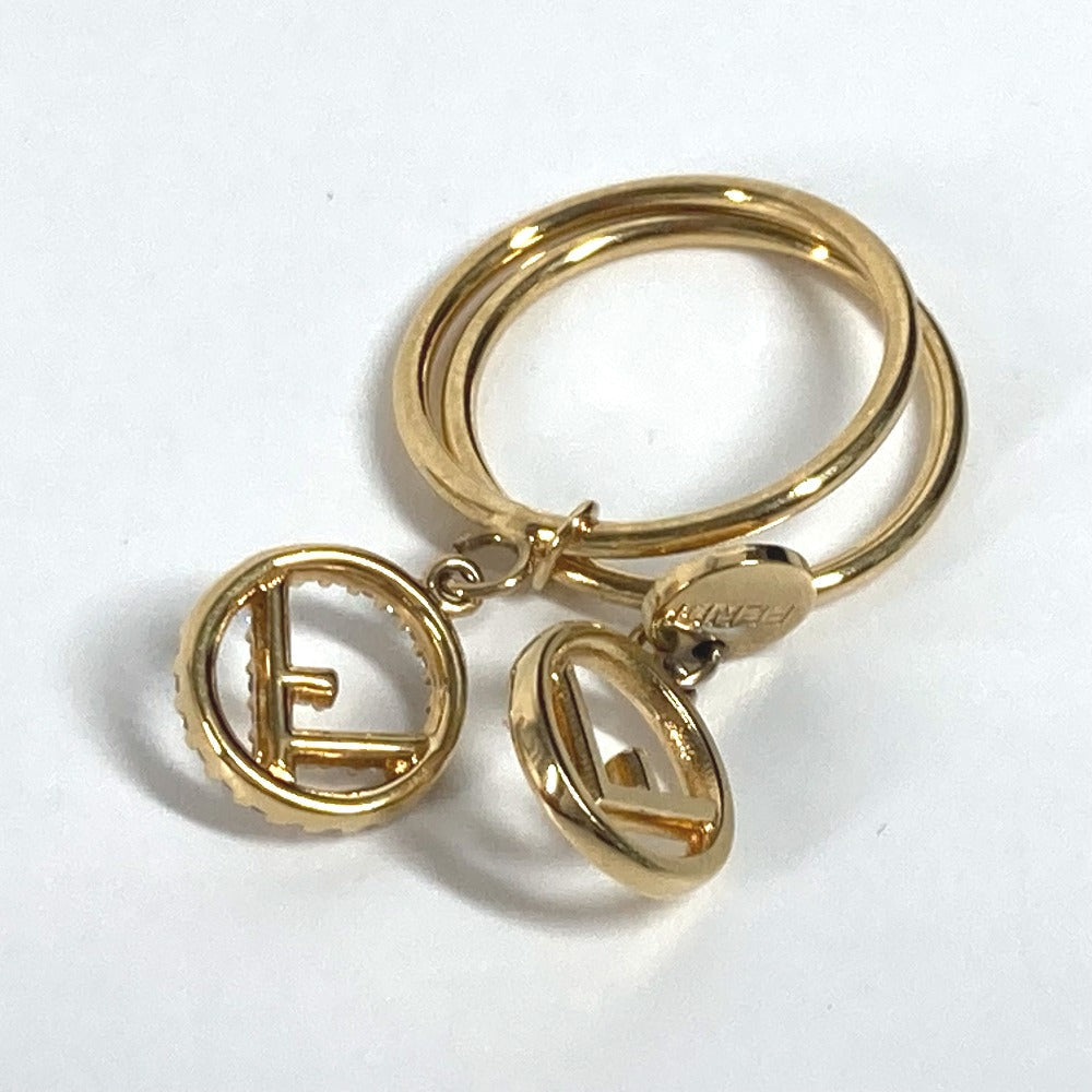 FENDI Ring metal gold F is rhinestone logo S