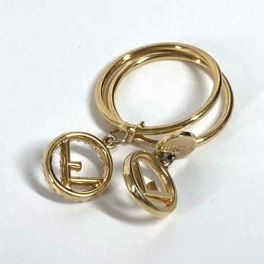FENDI Ring metal gold F is rhinestone logo S