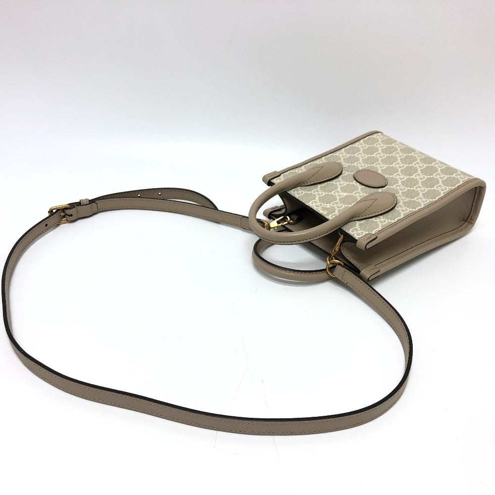GUCCI Shoulder Bag 671623 GG Supreme Canvas light beige GG Supreme Interlocking G Mini Tote Bag