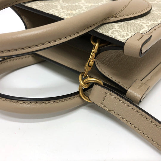 GUCCI Shoulder Bag 671623 GG Supreme Canvas light beige GG Supreme Interlocking G Mini Tote Bag