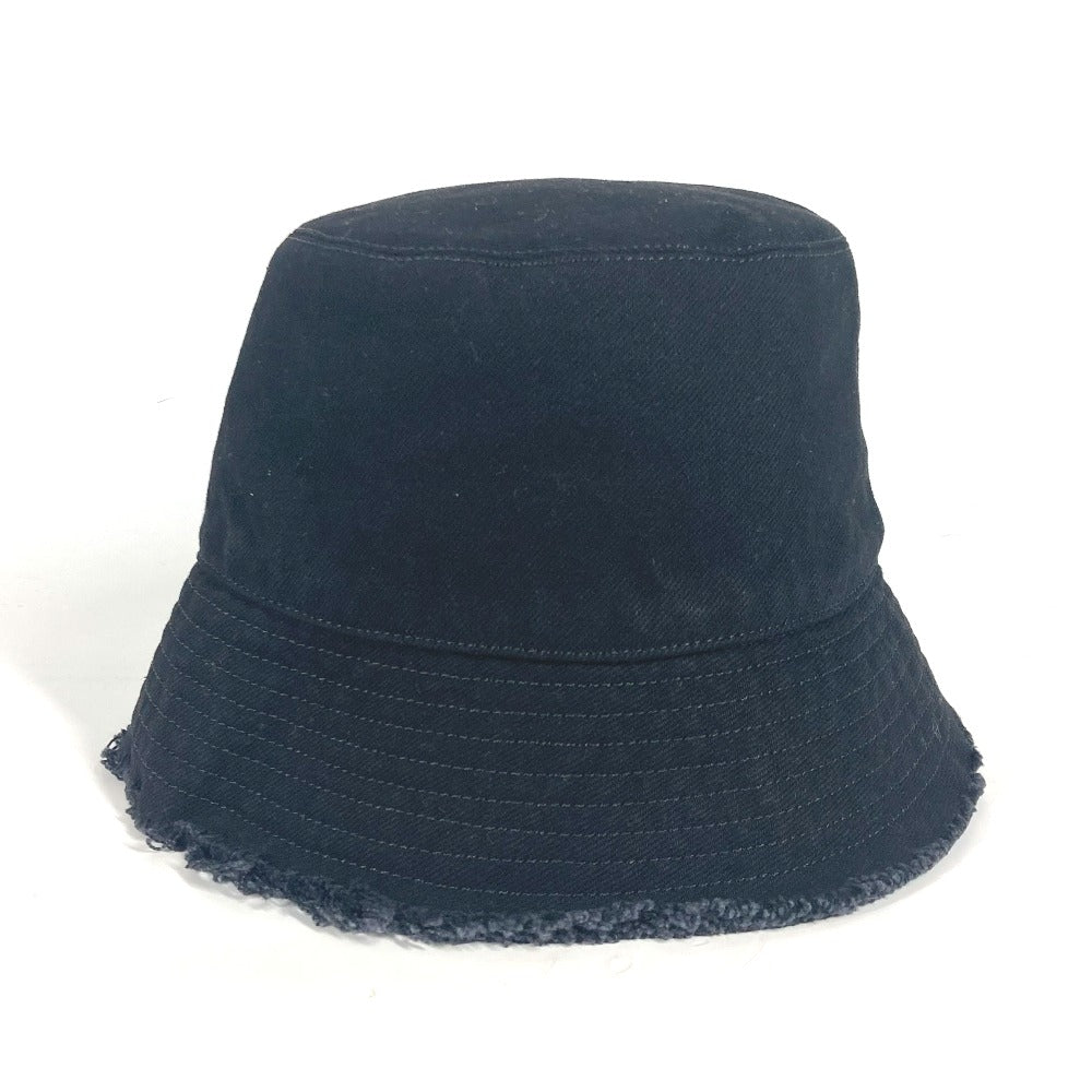 LOEWE hat K820HB1X20 cotton black stitch brim fringe edge logo leather patch leather tag Women 57 Used Authentic