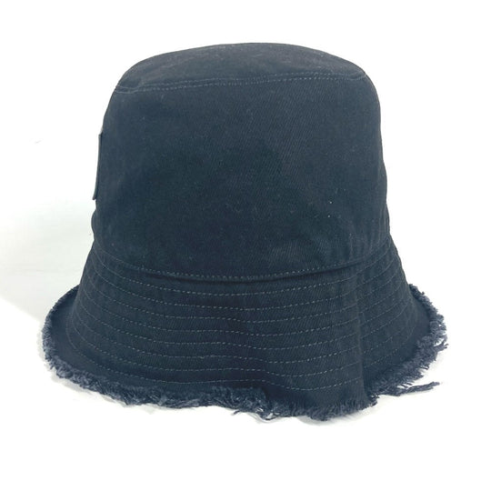 LOEWE hat K820HB1X20 cotton black stitch brim fringe edge logo leather patch leather tag Women 57 Used Authentic