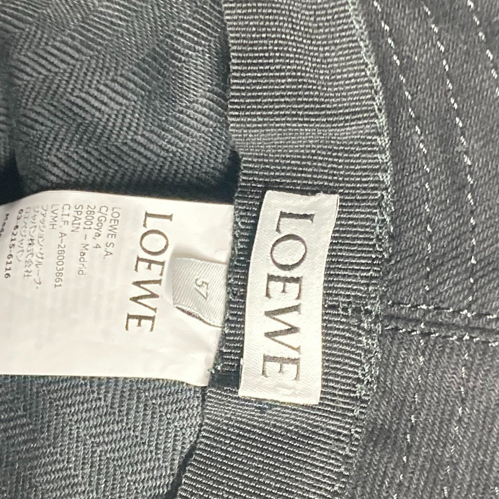 LOEWE hat K820HB1X20 cotton black stitch brim fringe edge logo leather patch leather tag Women 57 Used Authentic