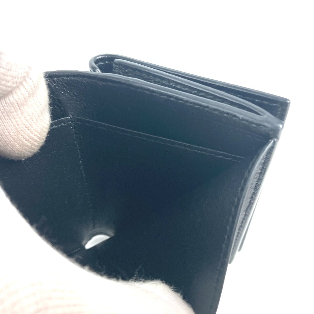 BALENCIAGA Trifold wallet 594312 leather black logo CASH Mini Wallet mens Used Authentic