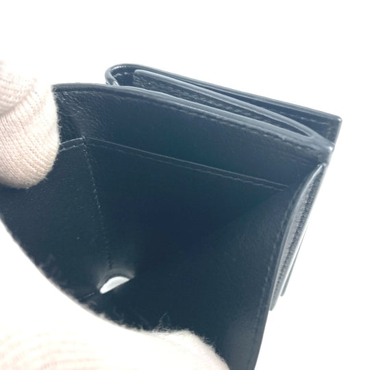 BALENCIAGA Trifold wallet 594312 leather black logo CASH Mini Wallet mens Used Authentic