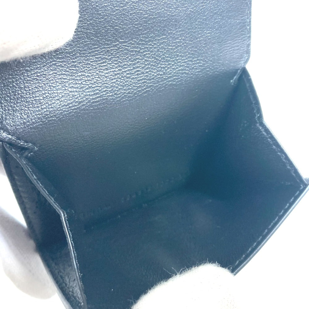 BALENCIAGA Trifold wallet 594312 leather black logo CASH Mini Wallet mens Used Authentic
