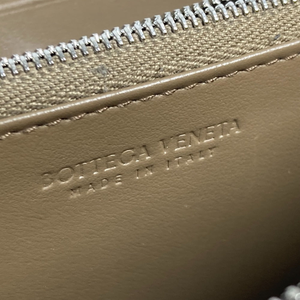 BOTTEGAVENETA Long Wallet Purse 748054VCP142569 leather Brown x Blue MAXI INTRECCIATO Personalized Cassette Zip Around Wallet mens Used Authentic