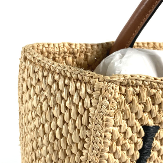 LOEWE Tote Bag Raffia Beige x brown logo Standard A4 vertical Women Used Authentic