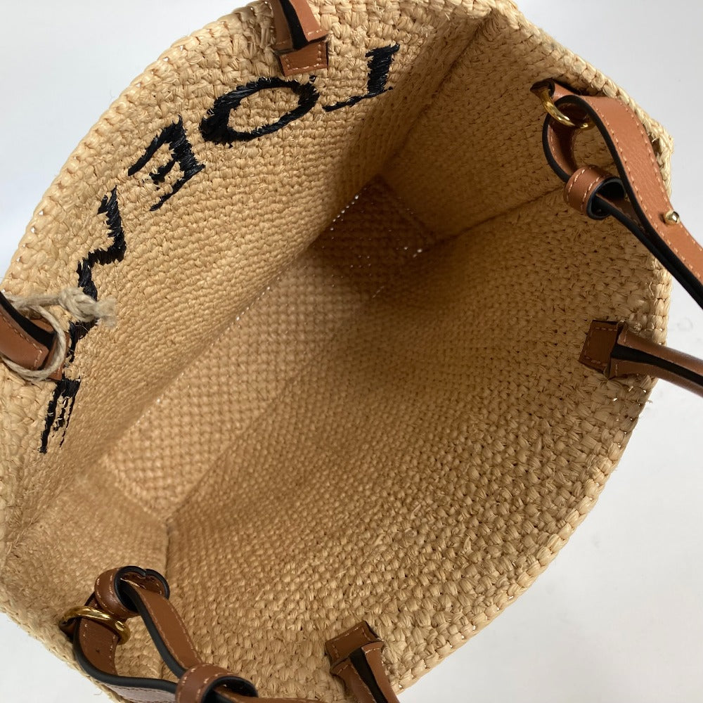 LOEWE Tote Bag Raffia Beige x brown logo Standard A4 vertical Women Used Authentic