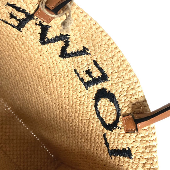 LOEWE Tote Bag Raffia Beige x brown logo Standard A4 vertical Women Used Authentic