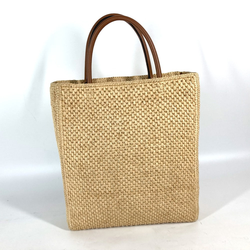 LOEWE Tote Bag Raffia Beige x brown logo Standard A4 vertical Women Used Authentic