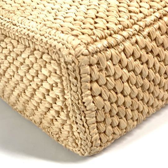 LOEWE Tote Bag Raffia Beige x brown logo Standard A4 vertical Women Used Authentic