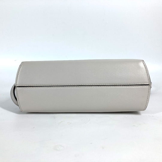 FENDI Clutch bag 8BP129 leather White gray type Shoulder Crossbody Pochette first small Women Used Authentic