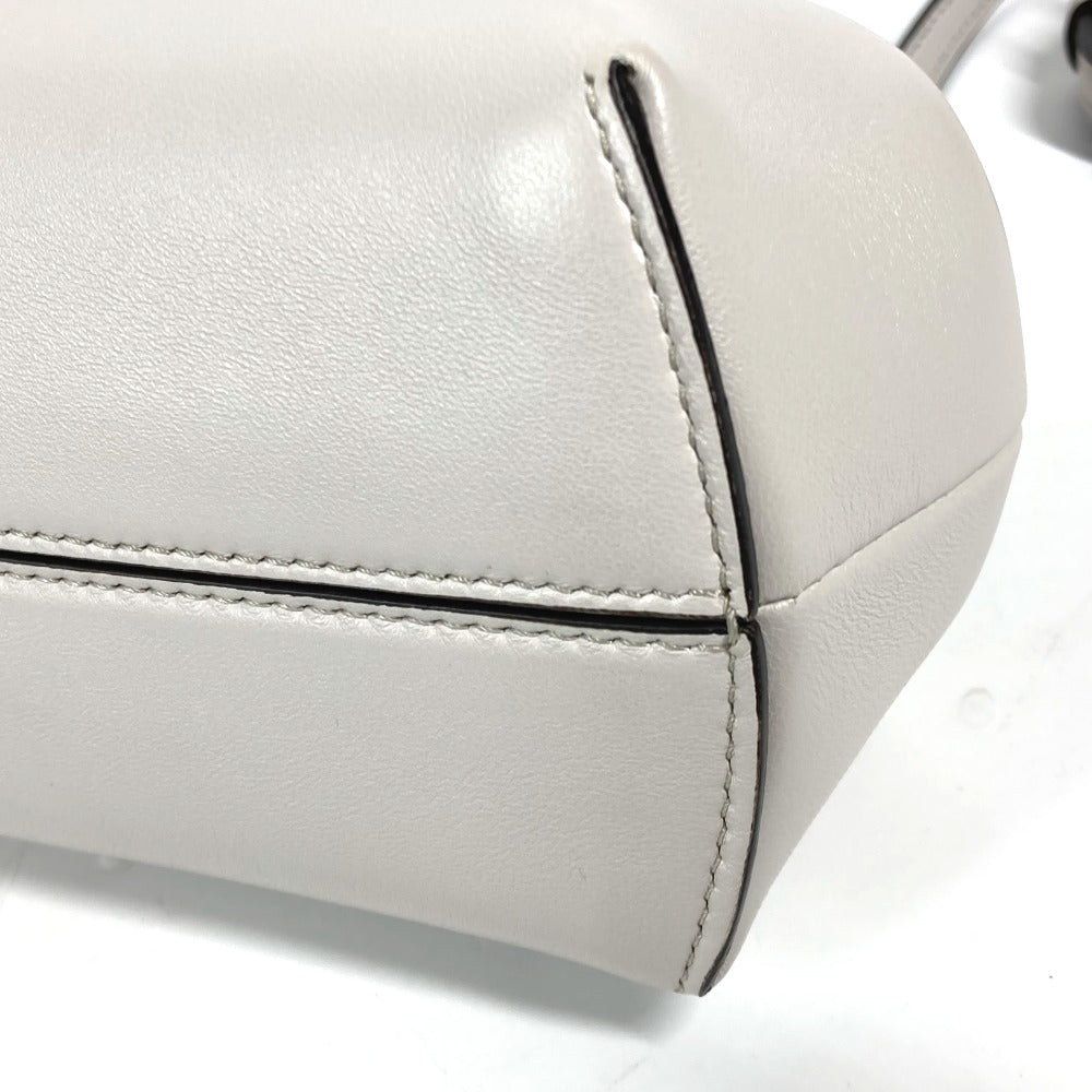 FENDI Clutch bag 8BP129 leather White gray type Shoulder Crossbody Pochette first small Women Used Authentic