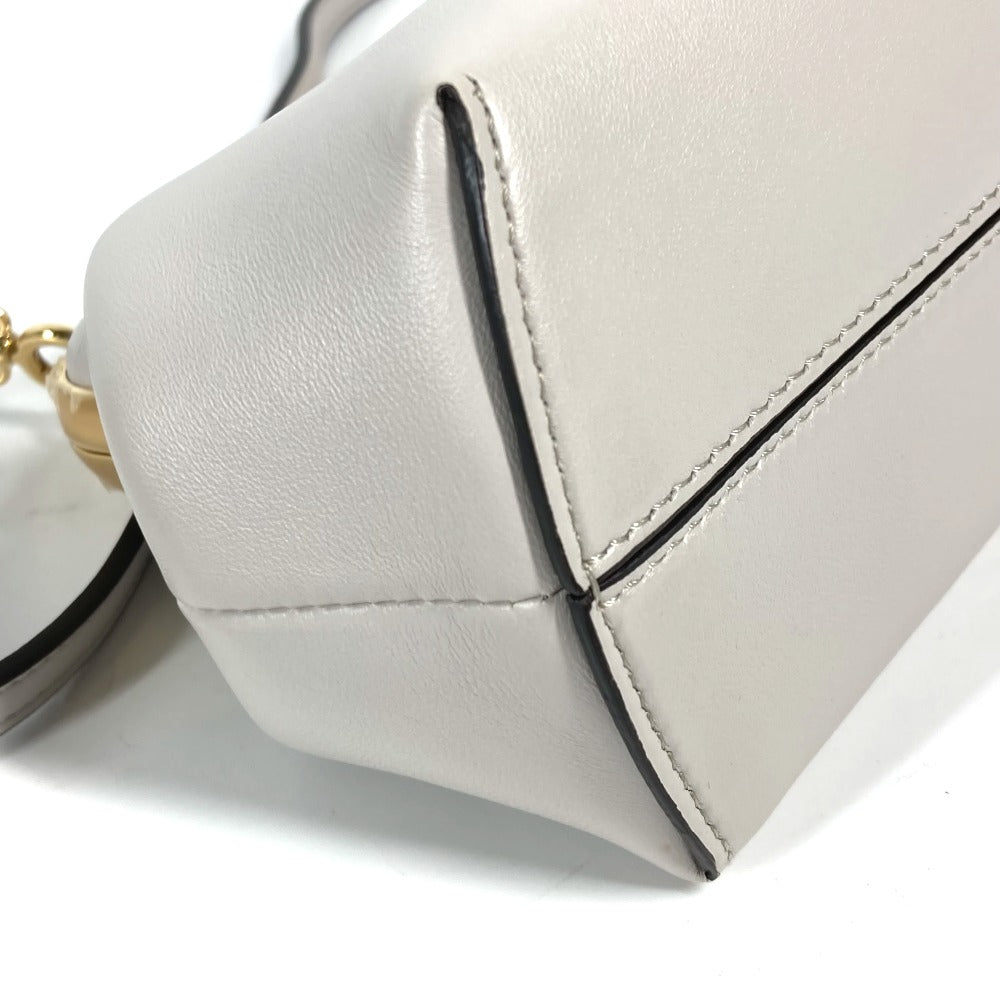 FENDI Clutch bag 8BP129 leather White gray type Shoulder Crossbody Pochette first small Women Used Authentic