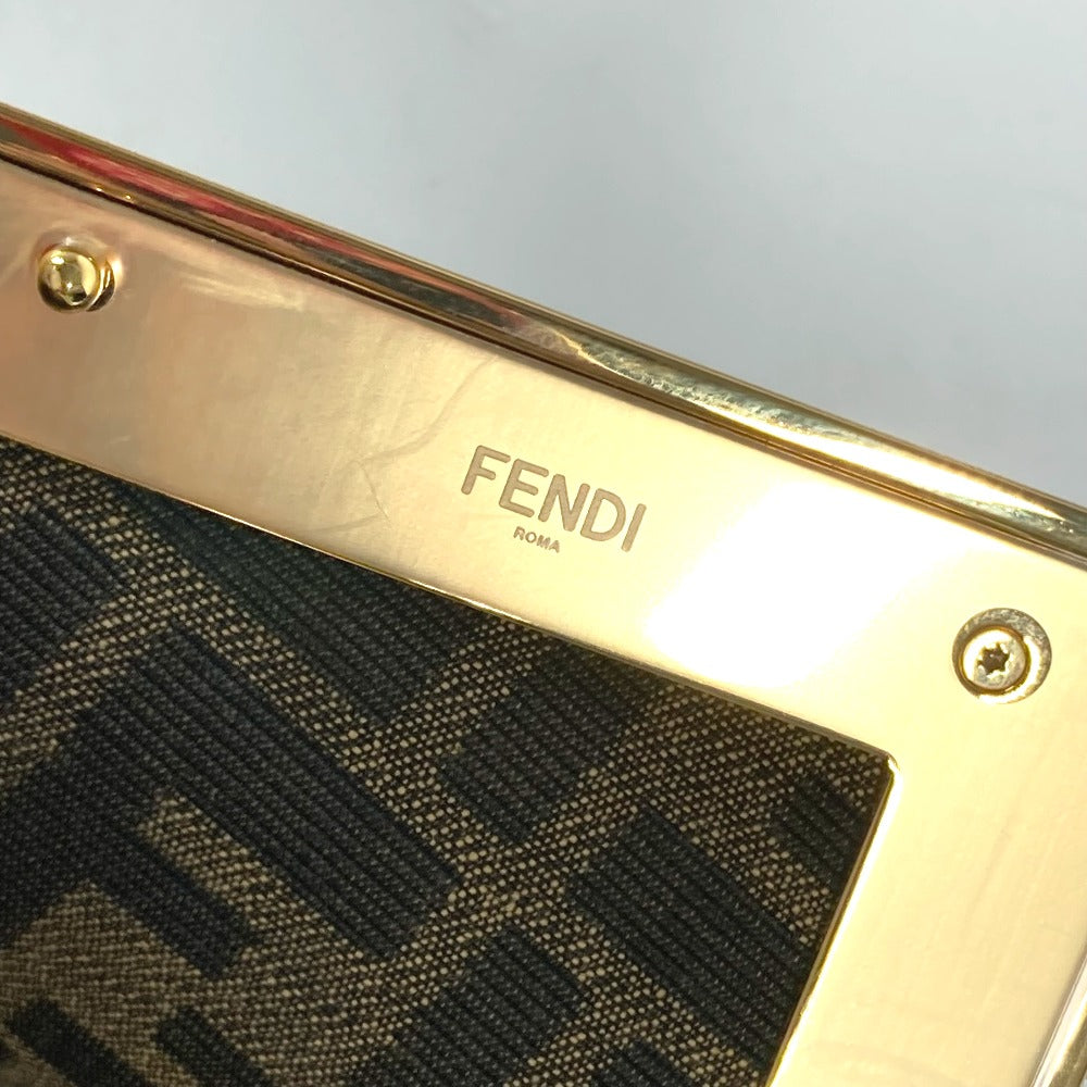 FENDI Clutch bag 8BP129 leather White gray type Shoulder Crossbody Pochette first small Women Used Authentic