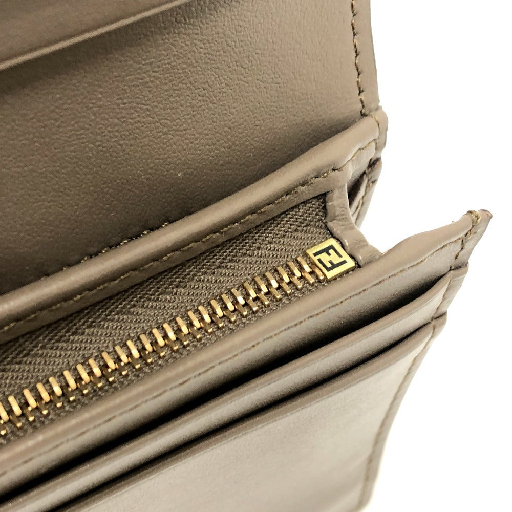 FENDI Folded wallet 8M0420 leather Brown logo Women Used Authentic