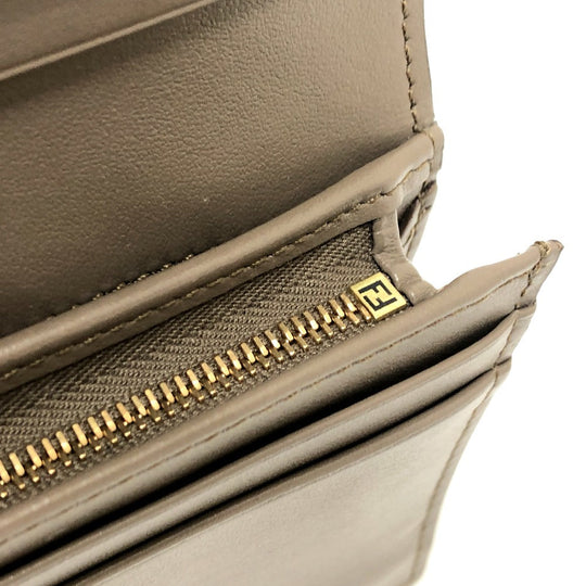 FENDI Folded wallet 8M0420 leather Brown logo Women Used Authentic