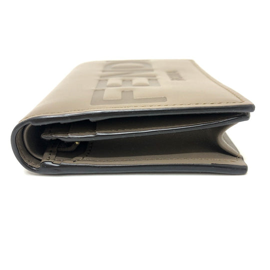 FENDI Folded wallet 8M0420 leather Brown logo Women Used Authentic