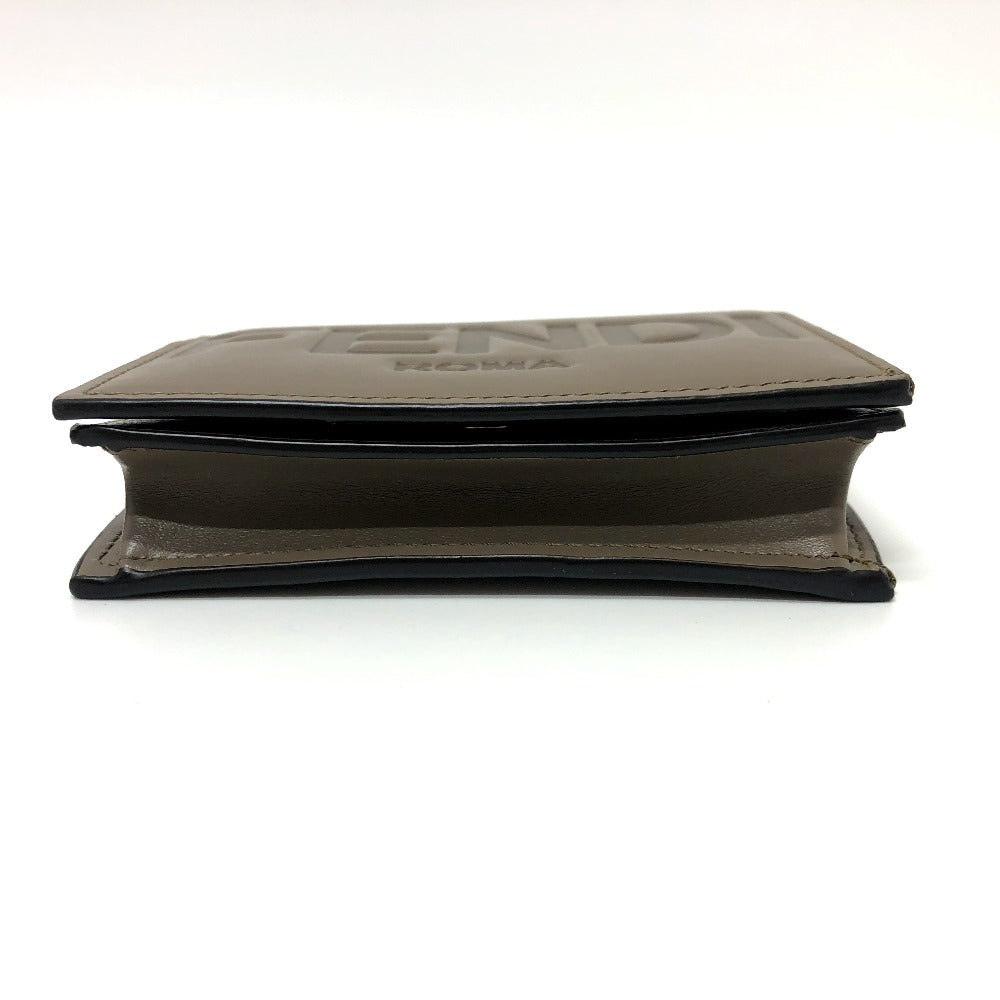 FENDI Folded wallet 8M0420 leather Brown logo Women Used Authentic