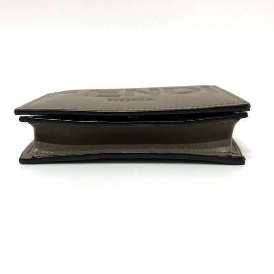 FENDI Folded wallet 8M0420 leather Brown logo Women Used Authentic
