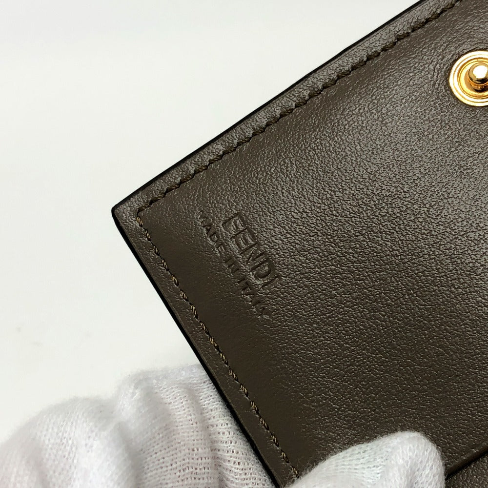 FENDI Folded wallet 8M0420 leather Brown logo Women Used Authentic