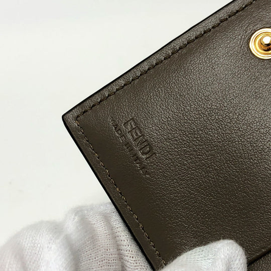 FENDI Folded wallet 8M0420 leather Brown logo Women Used Authentic