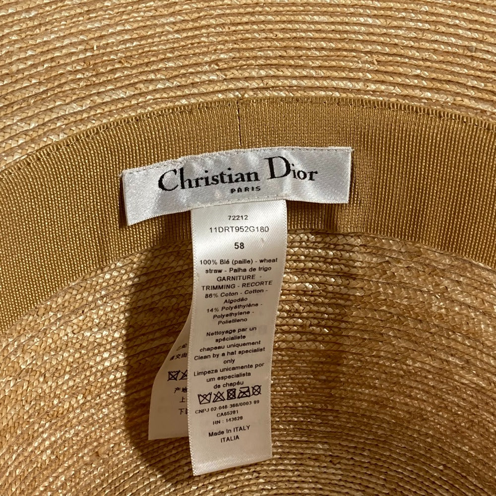 Dior hat 11DRT952G180 , Straw beige DIORESORT hat Women 58 Used Authentic