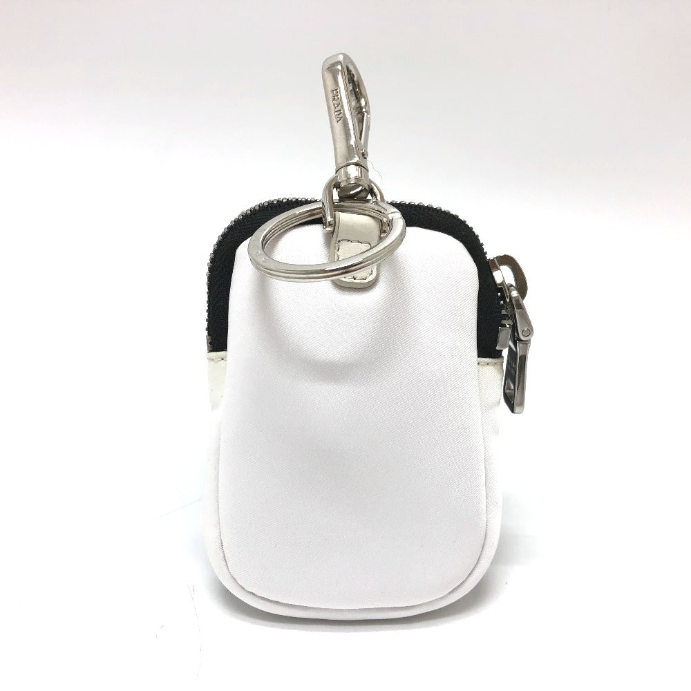 PRADA Pouch Nylon White x black Triangle logo unisex(Unisex) Used Authentic