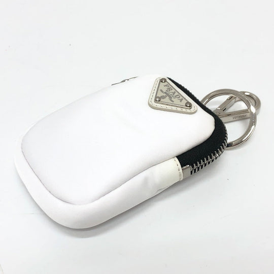 PRADA Pouch Nylon White x black Triangle logo unisex(Unisex) Used Authentic