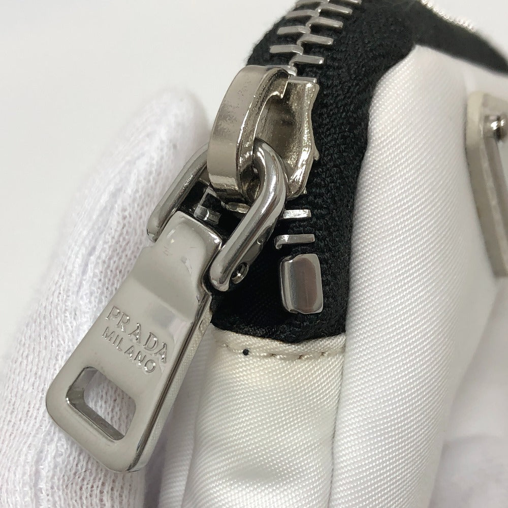 PRADA Pouch Nylon White x black Triangle logo unisex(Unisex) Used Authentic