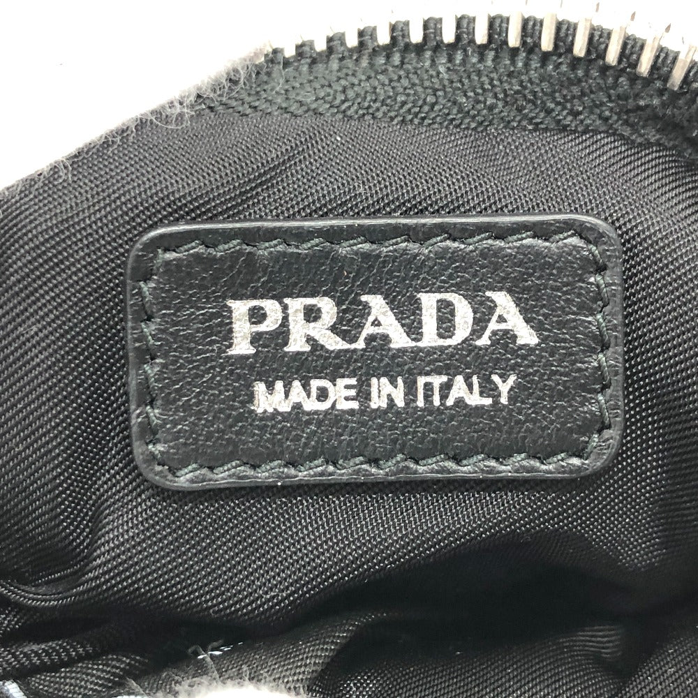 PRADA Pouch Nylon White x black Triangle logo unisex(Unisex) Used Authentic