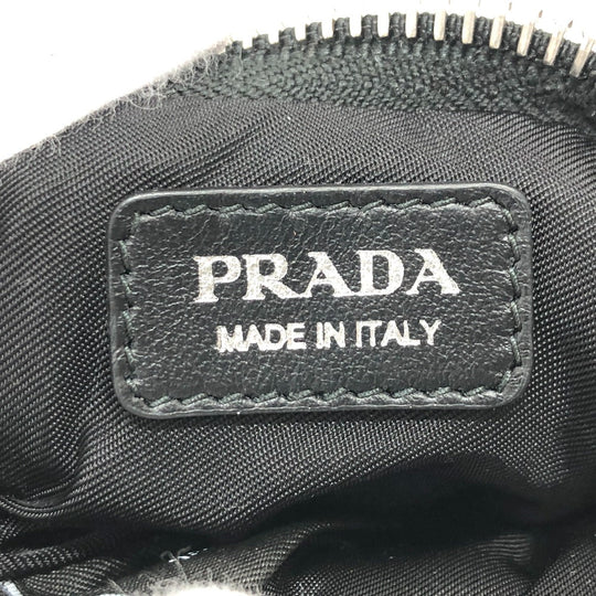 PRADA Pouch Nylon White x black Triangle logo unisex(Unisex) Used Authentic