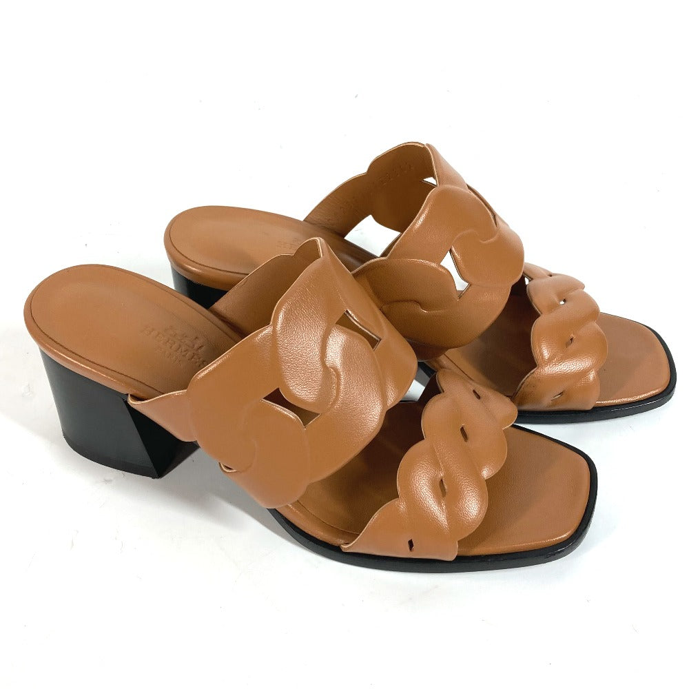 HERMES Sandals leather beige Gabby Women 36.5 Used Authentic