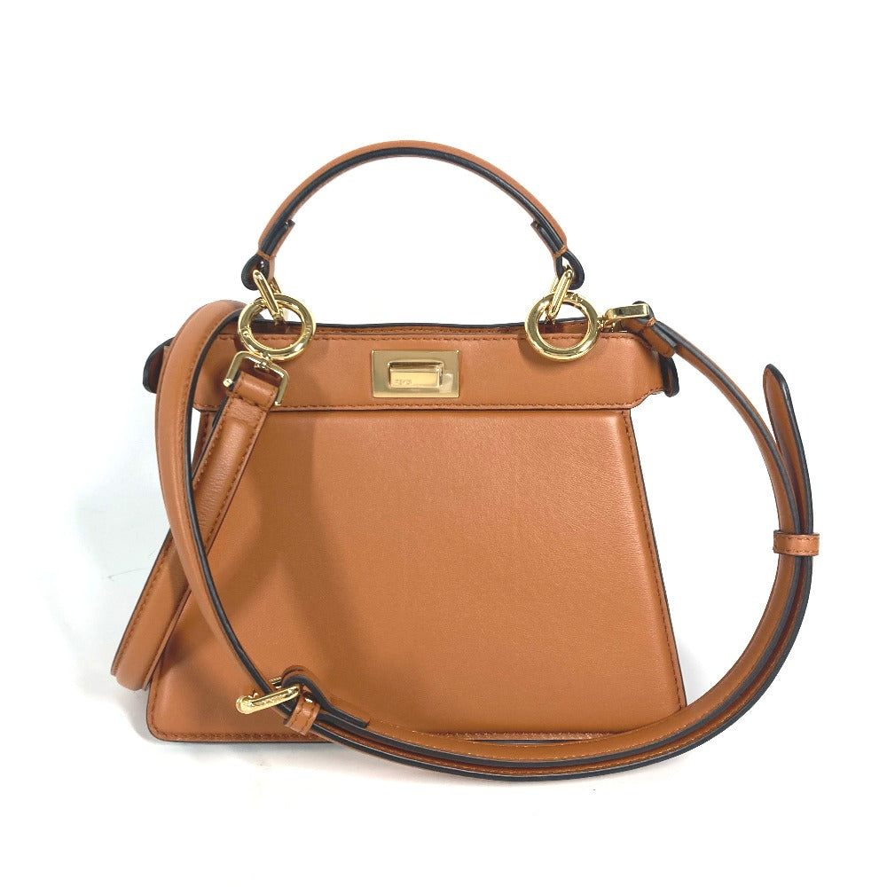 FENDI Shoulder Bag 8BN335 leather Brown Peekaboo ISeeU Petit Women Used Authentic