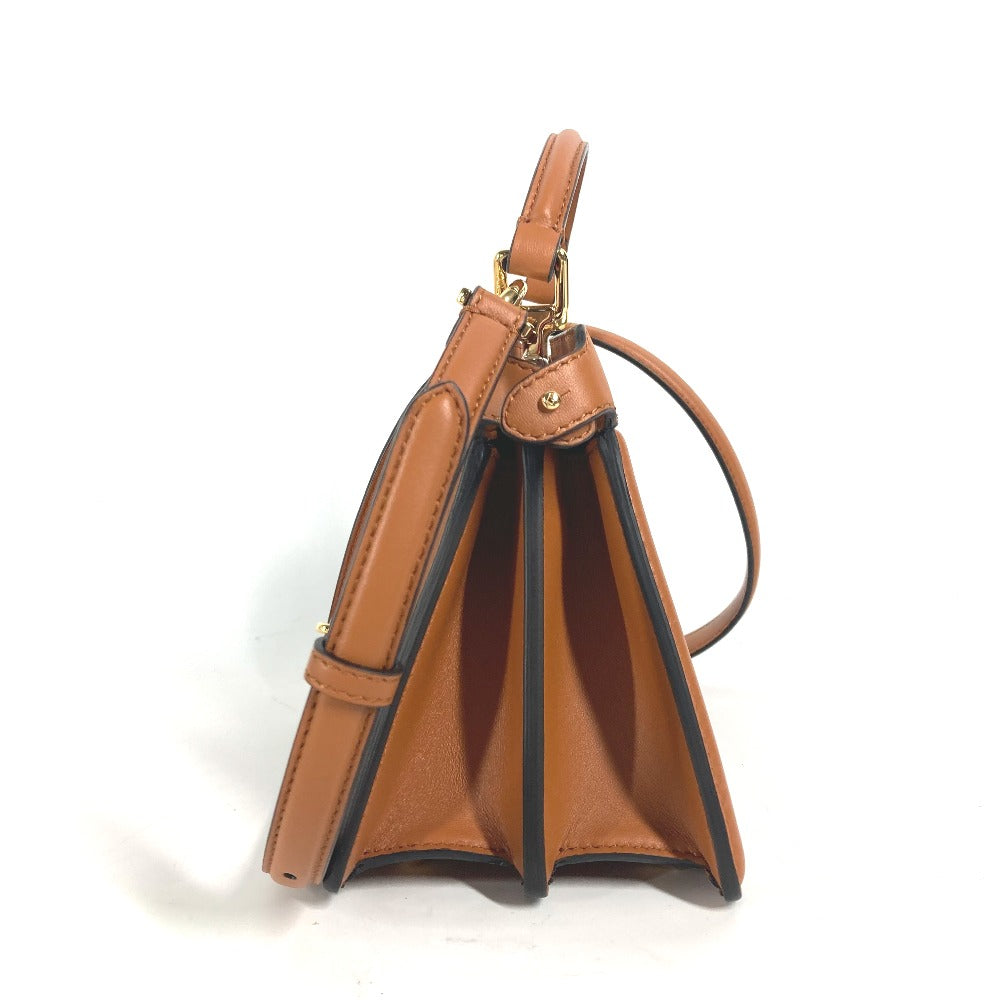 FENDI Shoulder Bag 8BN335 leather Brown Peekaboo ISeeU Petit Women Used Authentic