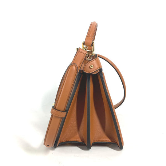 FENDI Shoulder Bag 8BN335 leather Brown Peekaboo ISeeU Petit Women Used Authentic