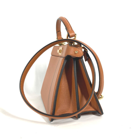 FENDI Shoulder Bag 8BN335 leather Brown Peekaboo ISeeU Petit Women Used Authentic