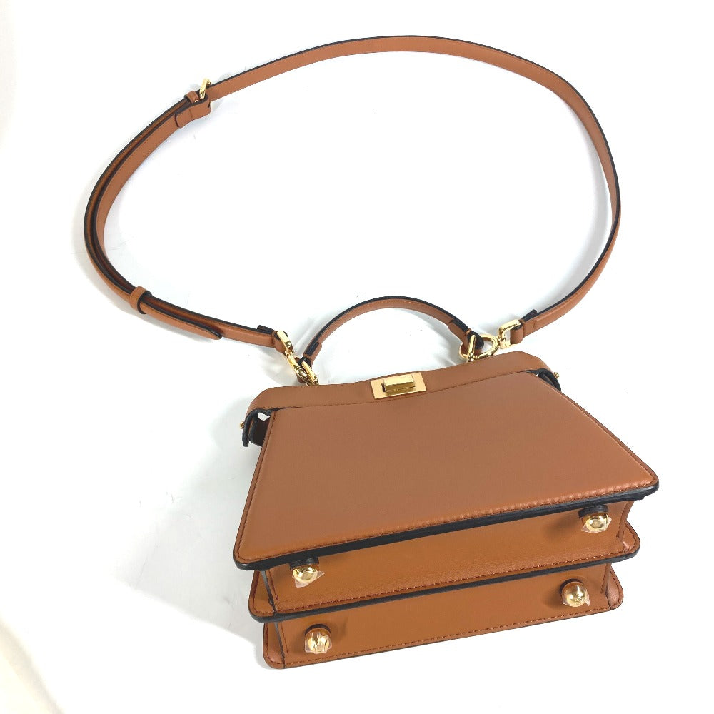 FENDI Shoulder Bag 8BN335 leather Brown Peekaboo ISeeU Petit Women Used Authentic