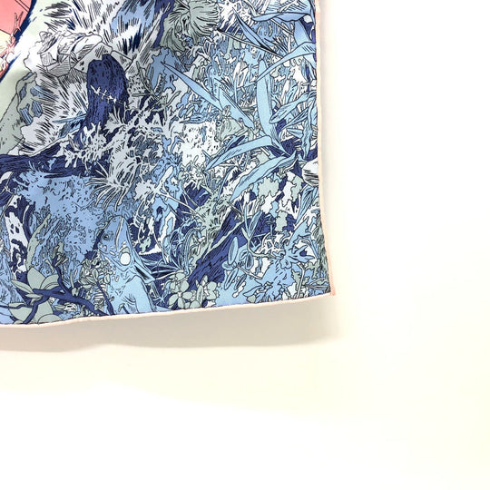 HERMES scarf silk blue Rendez-Vous Galant Women Used Authentic