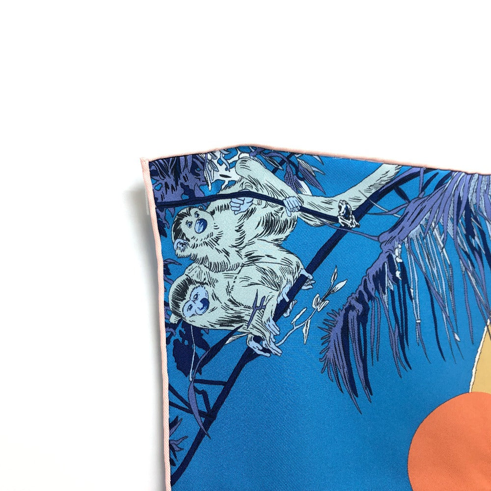 HERMES scarf silk blue Rendez-Vous Galant Women Used Authentic