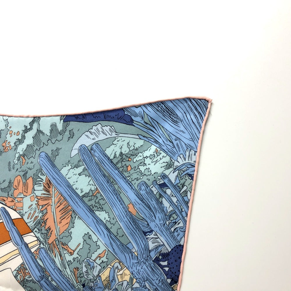 HERMES scarf silk blue Rendez-Vous Galant Women Used Authentic