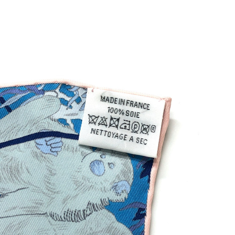 HERMES scarf silk blue Rendez-Vous Galant Women Used Authentic