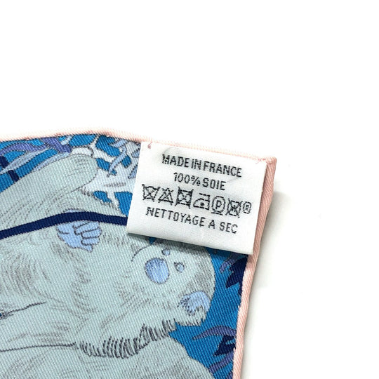 HERMES scarf silk blue Rendez-Vous Galant Women Used Authentic