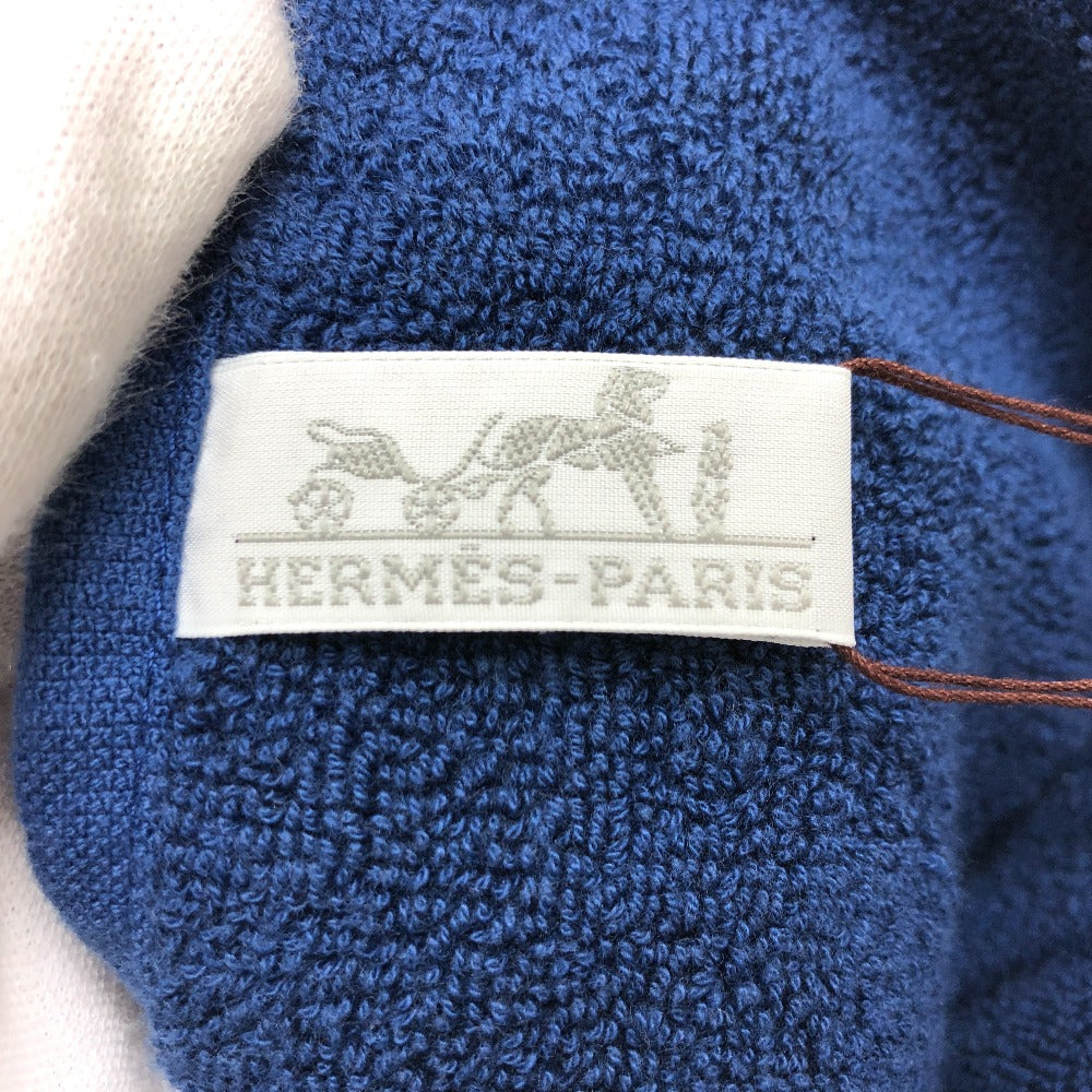 HERMES towel cotton blue labyrinth Women Used Authentic