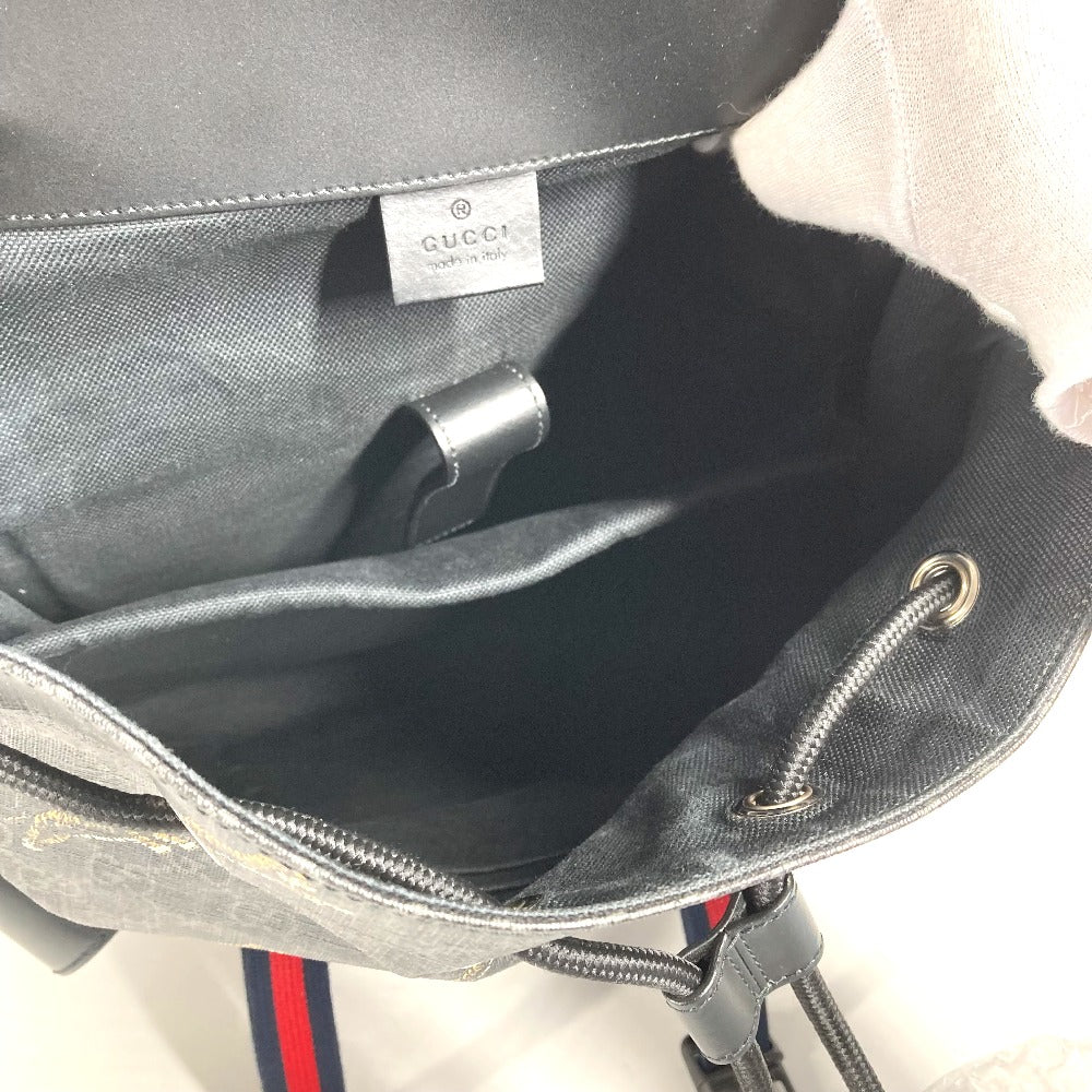 GUCCI Backpack 495563 GG Supreme Canvas black GG Supreme Sherry line mens Used Authentic