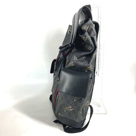 GUCCI Backpack 495563 GG Supreme Canvas black GG Supreme Sherry line mens Used Authentic