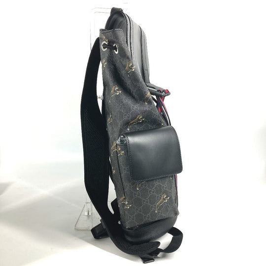 GUCCI Backpack 495563 GG Supreme Canvas black GG Supreme Sherry line mens Used Authentic